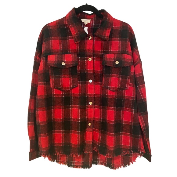 NWT WOMENS BUFFALO PLAID FLANNEL WI METALLIC THREAD SHIRT SIZE SMALL - Picture 1 of 9